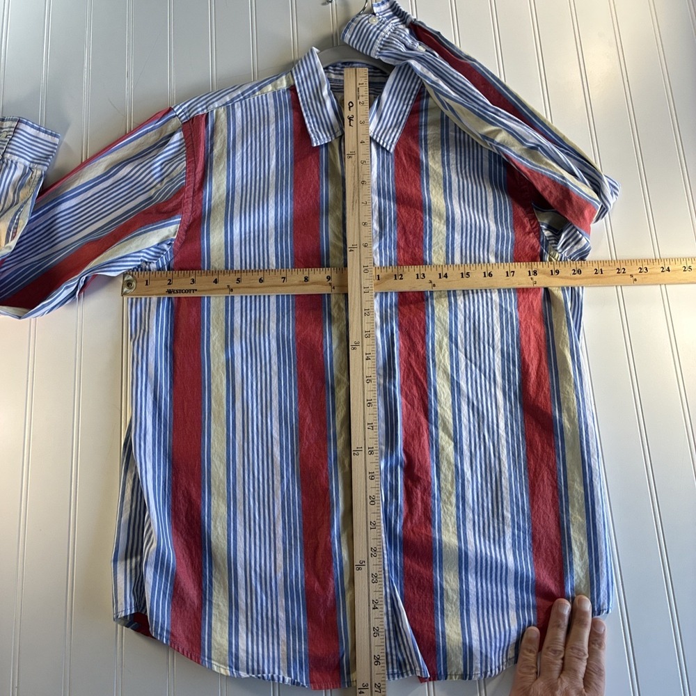 VTG Talbots Old Money Vertical Striped Button Blouse Size Large Momcore 40 In. - Picture 6 of 16